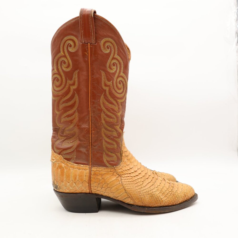 Tony Lama 8113 Exotic Python Brown Label Men's Si… - image 1